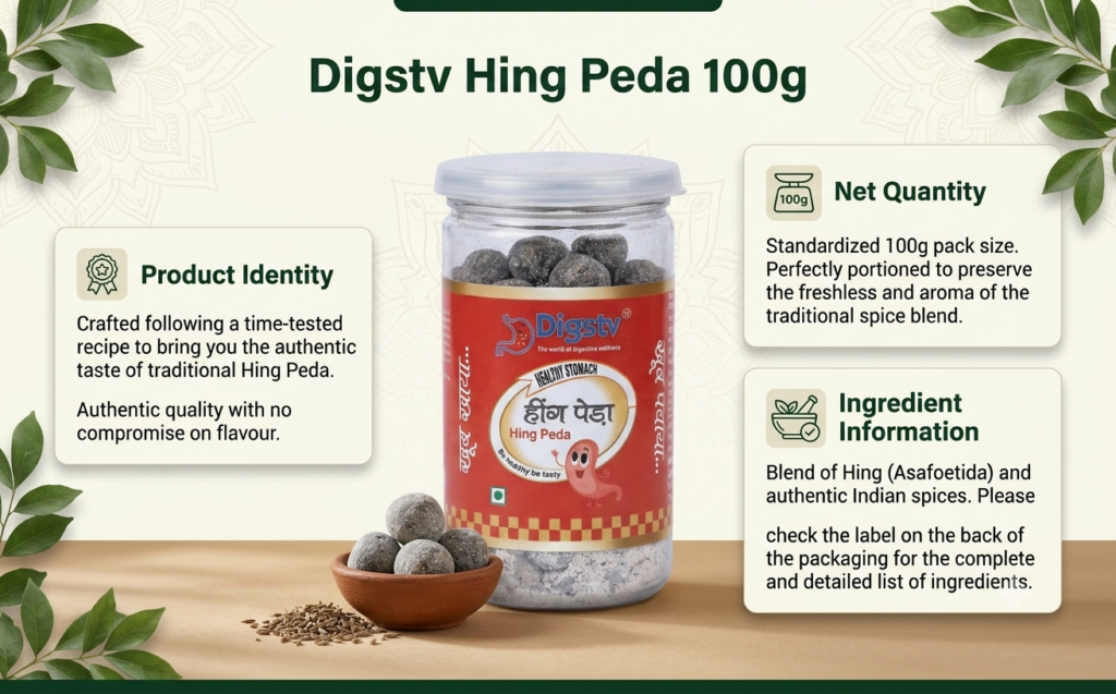 Digstv Hing Peda 100g product information infographic