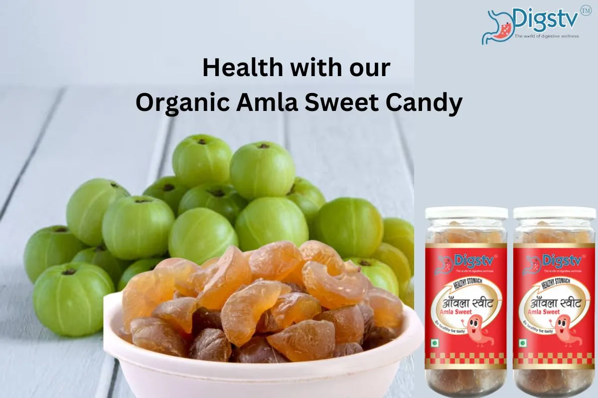 A tempting view of Organic Amla Sweet Candy, a 100g treat for a healthy lifestyle.